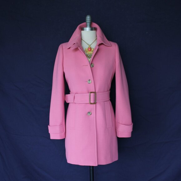 J. CREW pink Double cloth wool princess dress coat jacket trench $398 Lady day - Picture 4 of 9